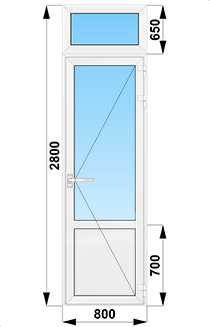 Входные уличные одностворчатые двери с импостом 800x2800